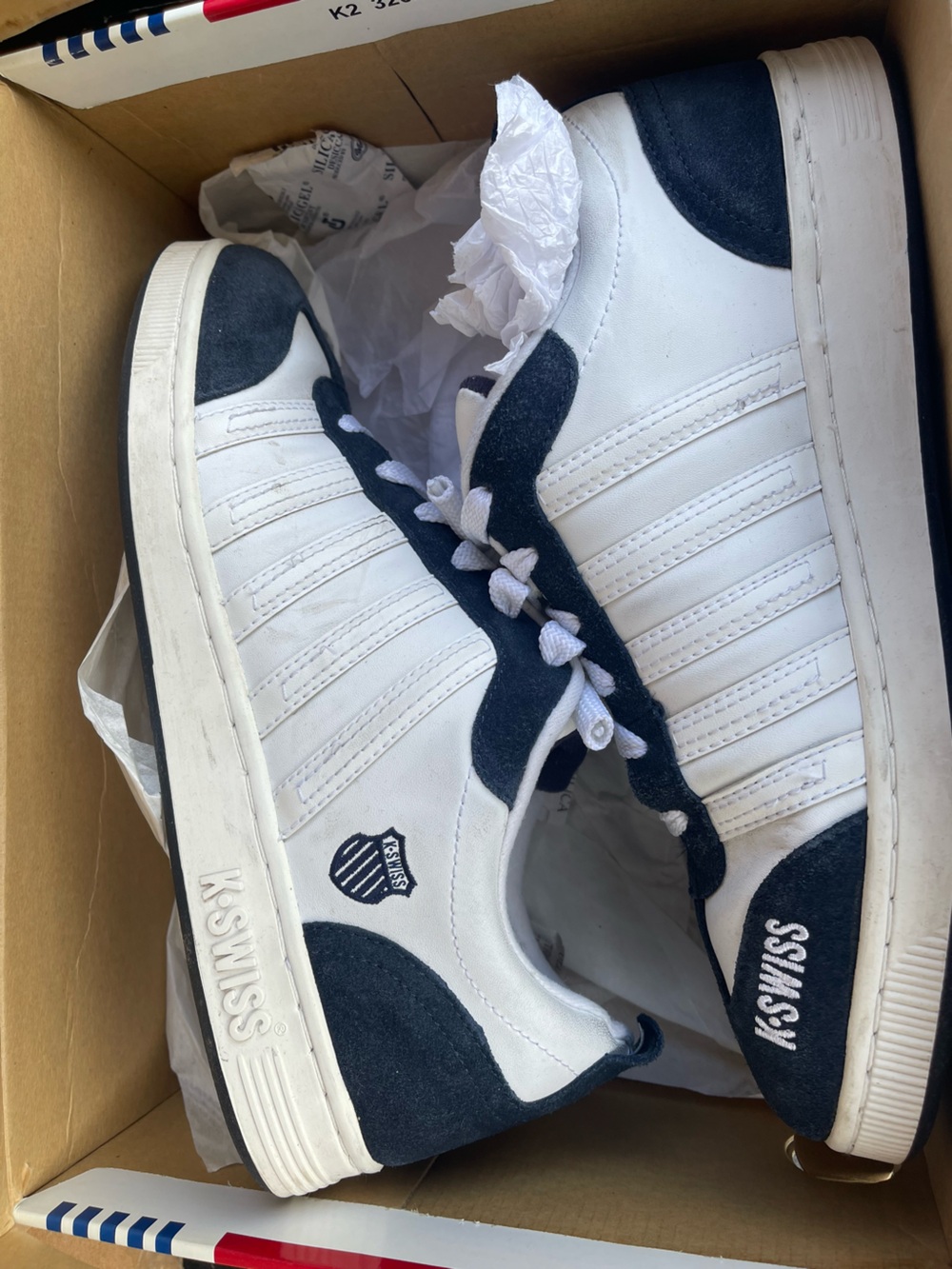 K-Swiss Men’s White and Navy Sneakers